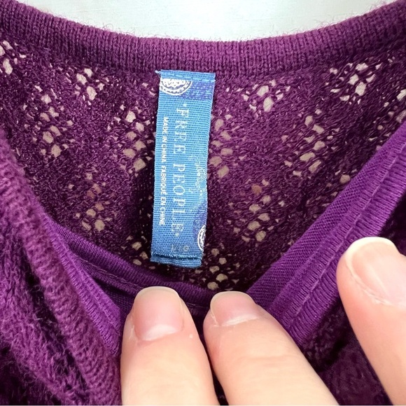 NWT Free People Amythyst Purple Crochet Knit Low Back Puff Sleeve Bodycon Dress - Picture 10 of 13